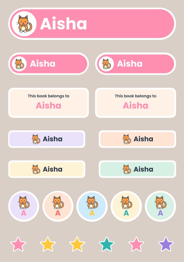 Name Sticker Sheet with a Picture cover
