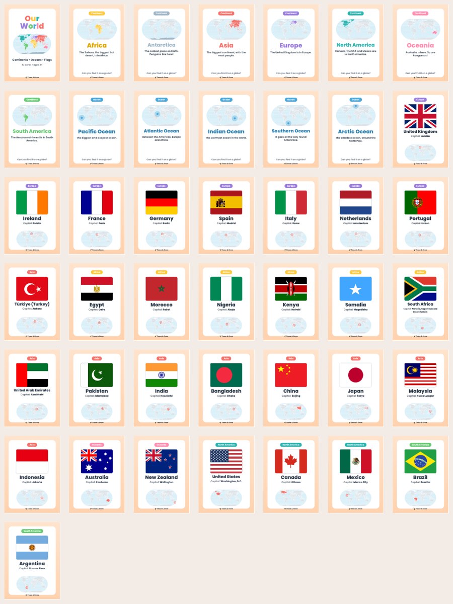 Our World Flash Cards (Printable) cover